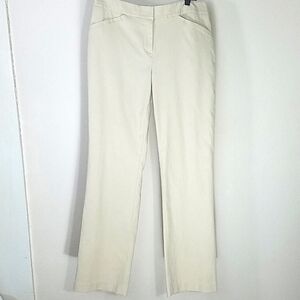Pants khaki beige mid-rise straight leg stretch Rafaella Size 8 EUC 4 pocket
